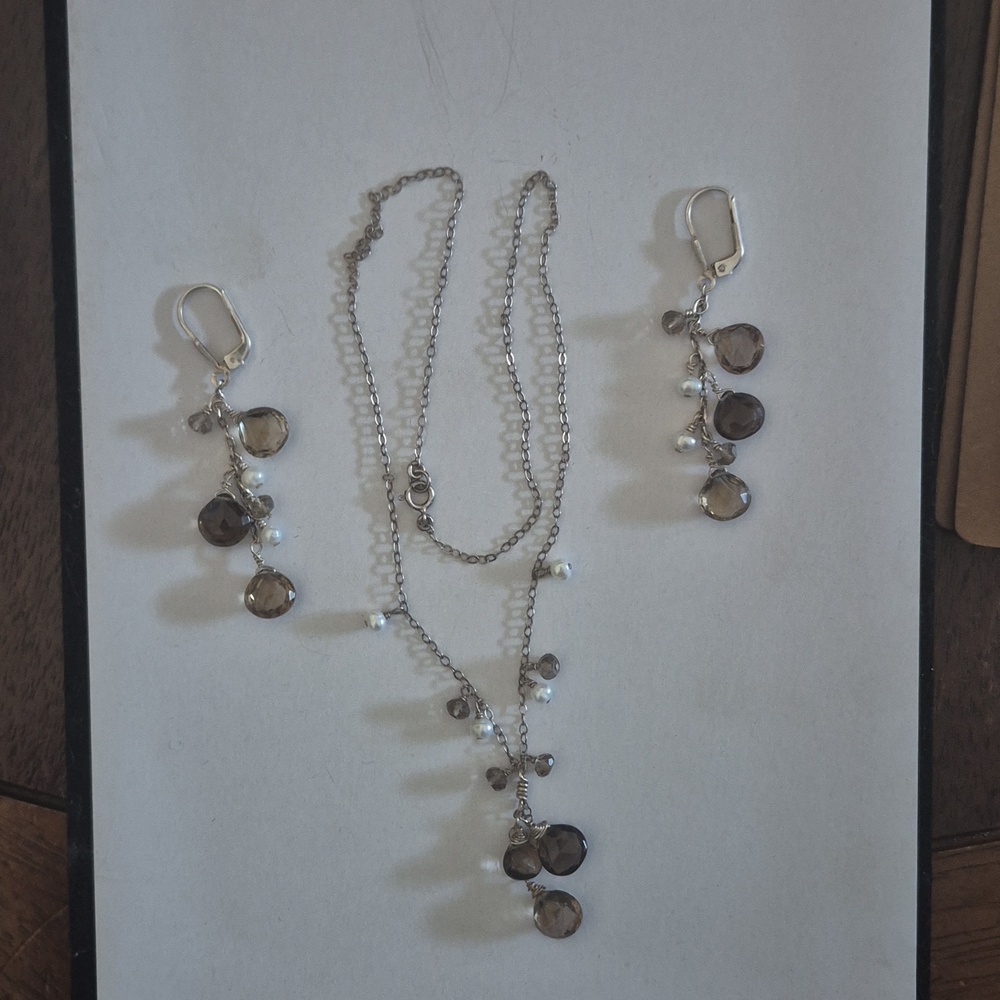 Atrtisan Smokey Quartz Necklace/Earrings